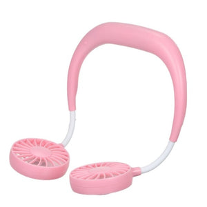 New USB Rechargeable Wearable Portable Hand Free Neckband Fan Personal Mini Neck Double Fans 3 Speed Adjustable for Home Office